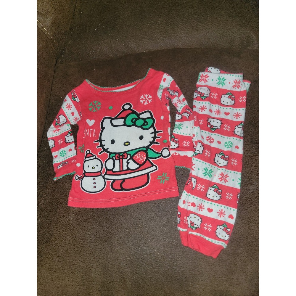 Hello kitty holiday Christmas i love santa pajamas sleep size 9 months